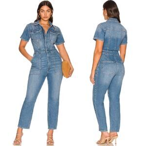 Good American Fit For Success Denim Jumpsuit Blue274 Size 3X